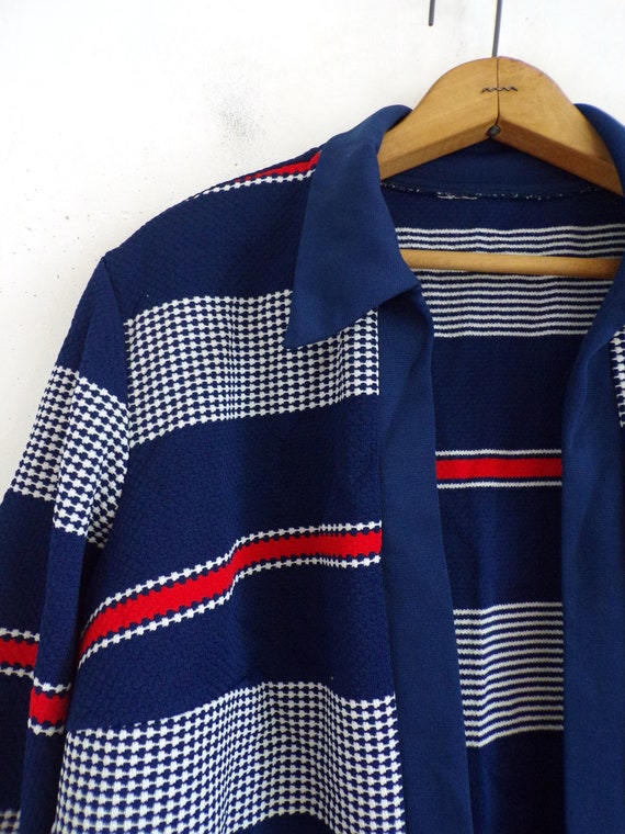 Vintage Striped Jacket | 60s Lightweight Poly Kni… - image 3