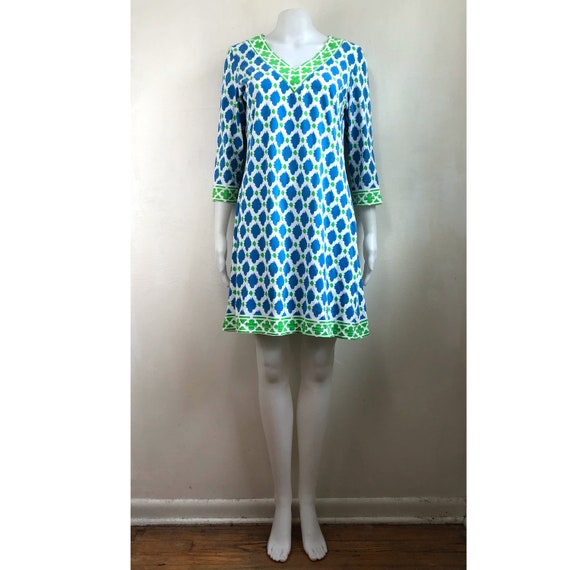 Vintage Cotton Mini Dress | 90s Abstract Print Da… - image 2