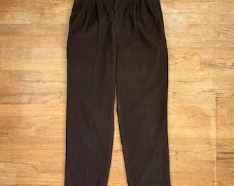 Vintage herenbroek van bruin corduroy met dubbele plooien, maat 32x32, katoen, jaren 90