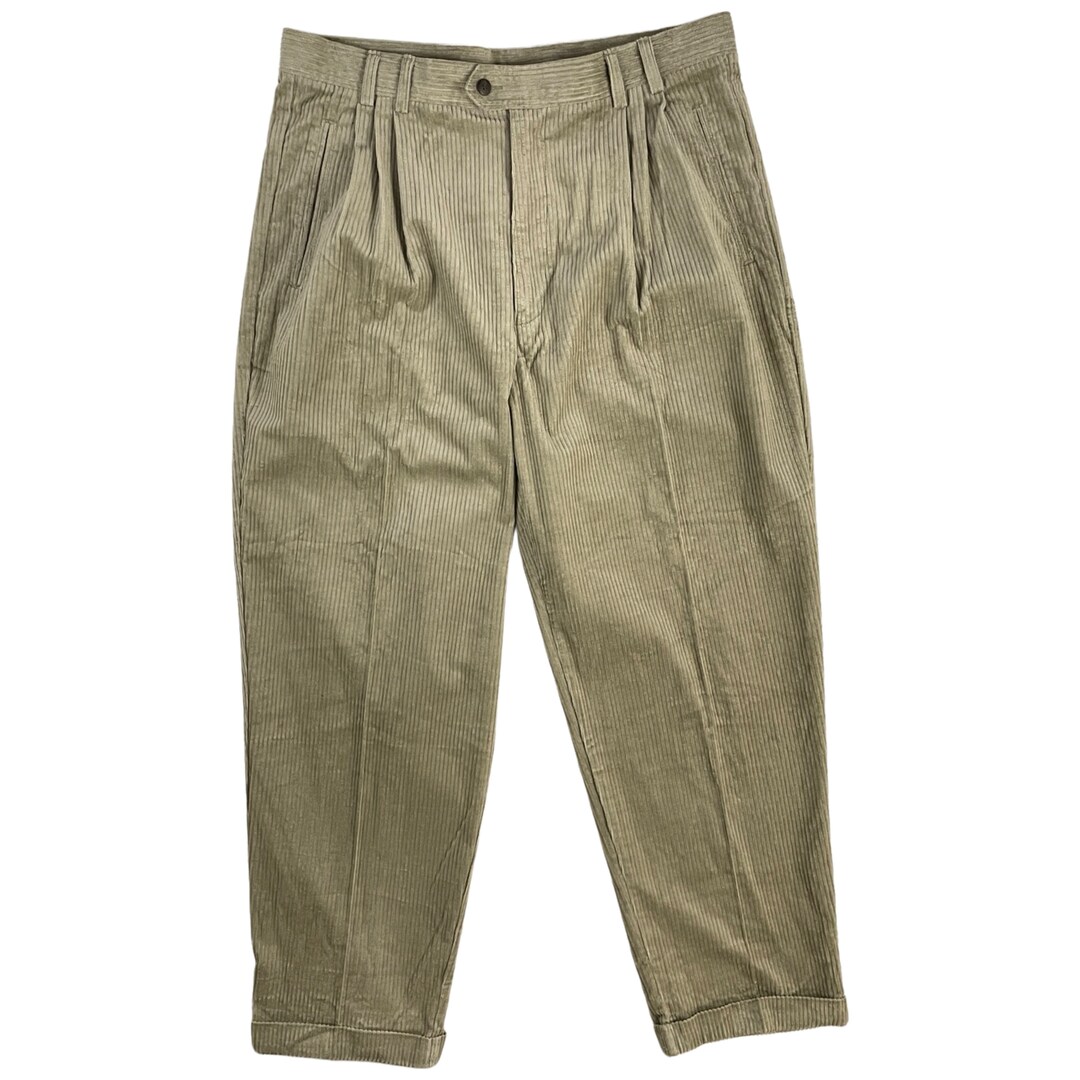 Vintage Mens Corduroy Pants Size 36x30 1990s Light Taupe/beige Waled
