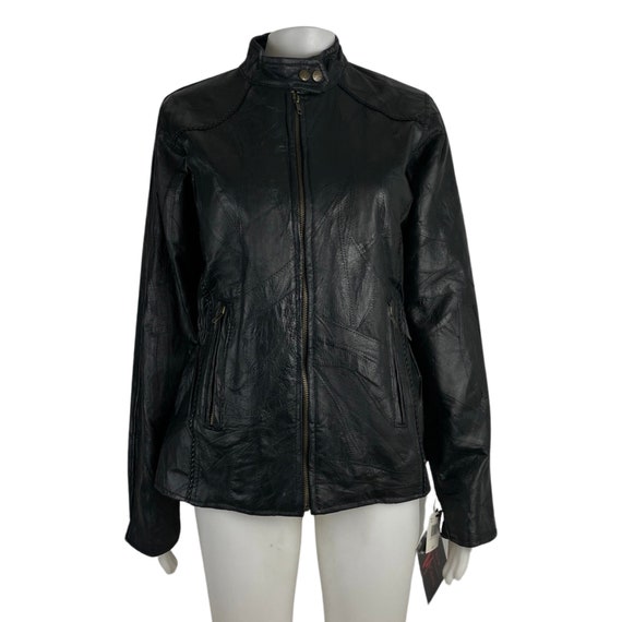 Vintage Patchwork Leather Jacket Size Medium 90s … - image 7