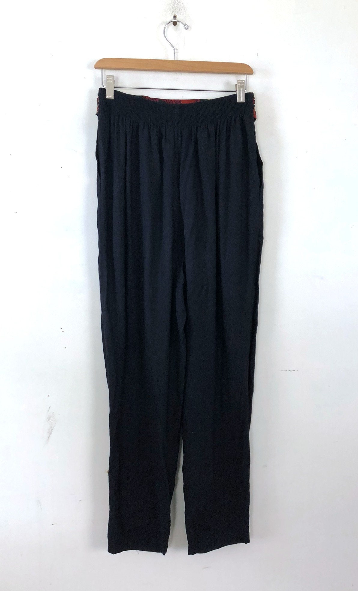 Vintage Drop Crotch Harem Pants 80s Hight Waist Black Rayon - Etsy