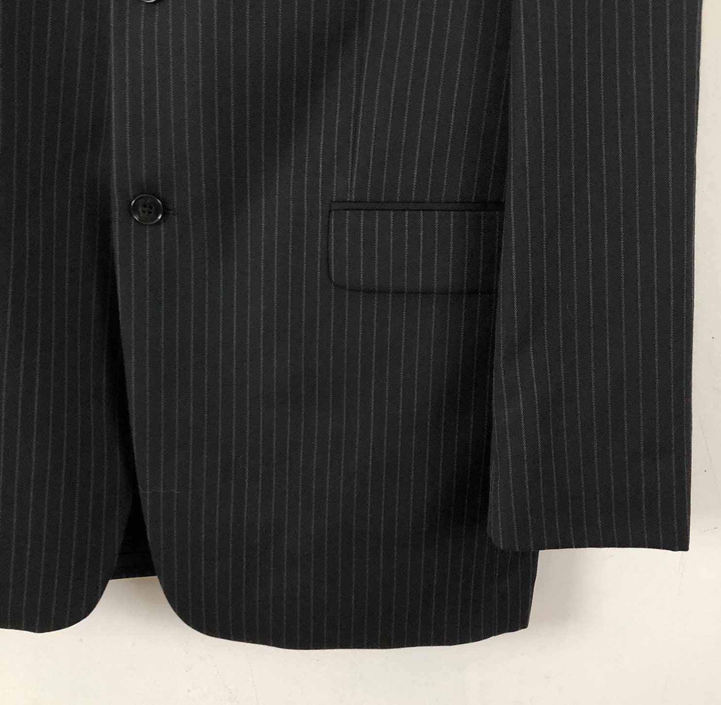 Vintage Mens Pinstripe Suit 90s Wool Suit Coat & Pants Set | Etsy