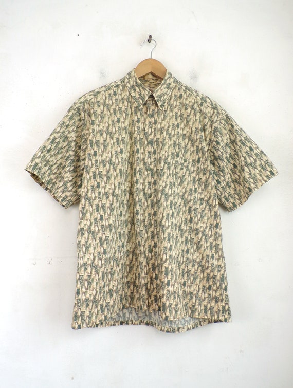Vintage Mens Hawaiian Shirt | 90s Mod Geometric P… - image 2