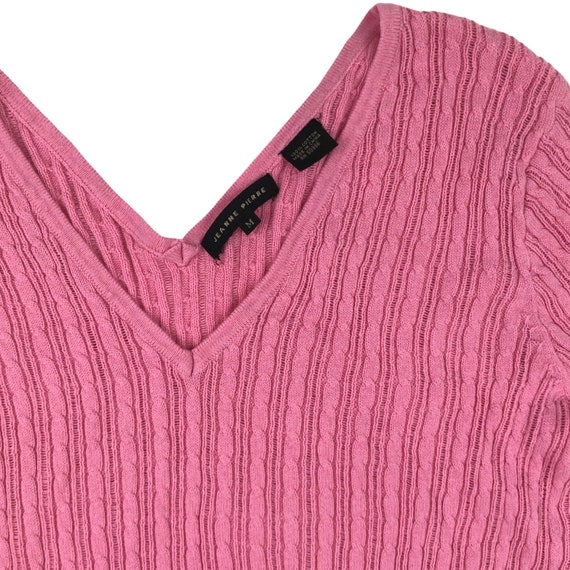 Vintage Knit Sweater Top | 90s Pink Cable Knit Co… - image 2