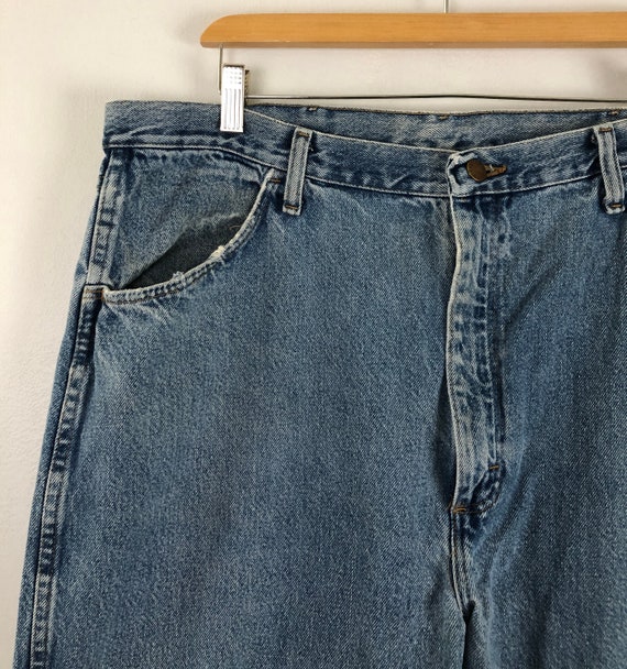 Vintage Mens Rustler Jeans | 90s Light Wash Denim… - image 3