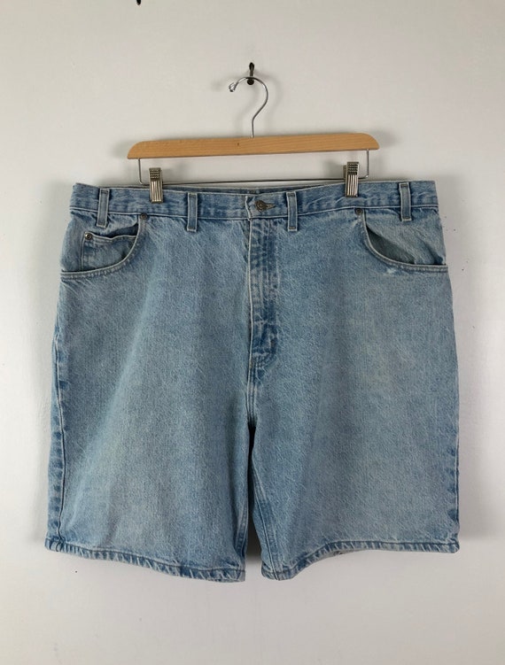 Vintage Mens Jean Shorts | 90s Faded Blue Jeans D… - image 2