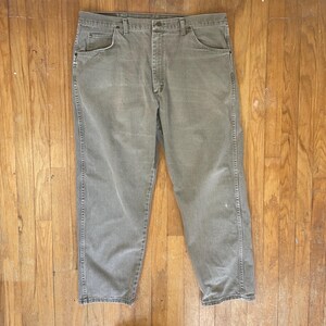 Vintage Mens Faded Olive Green Jeans Size 40x32 1990s Wrangler Denim | 40 Waist x 30 Inseam