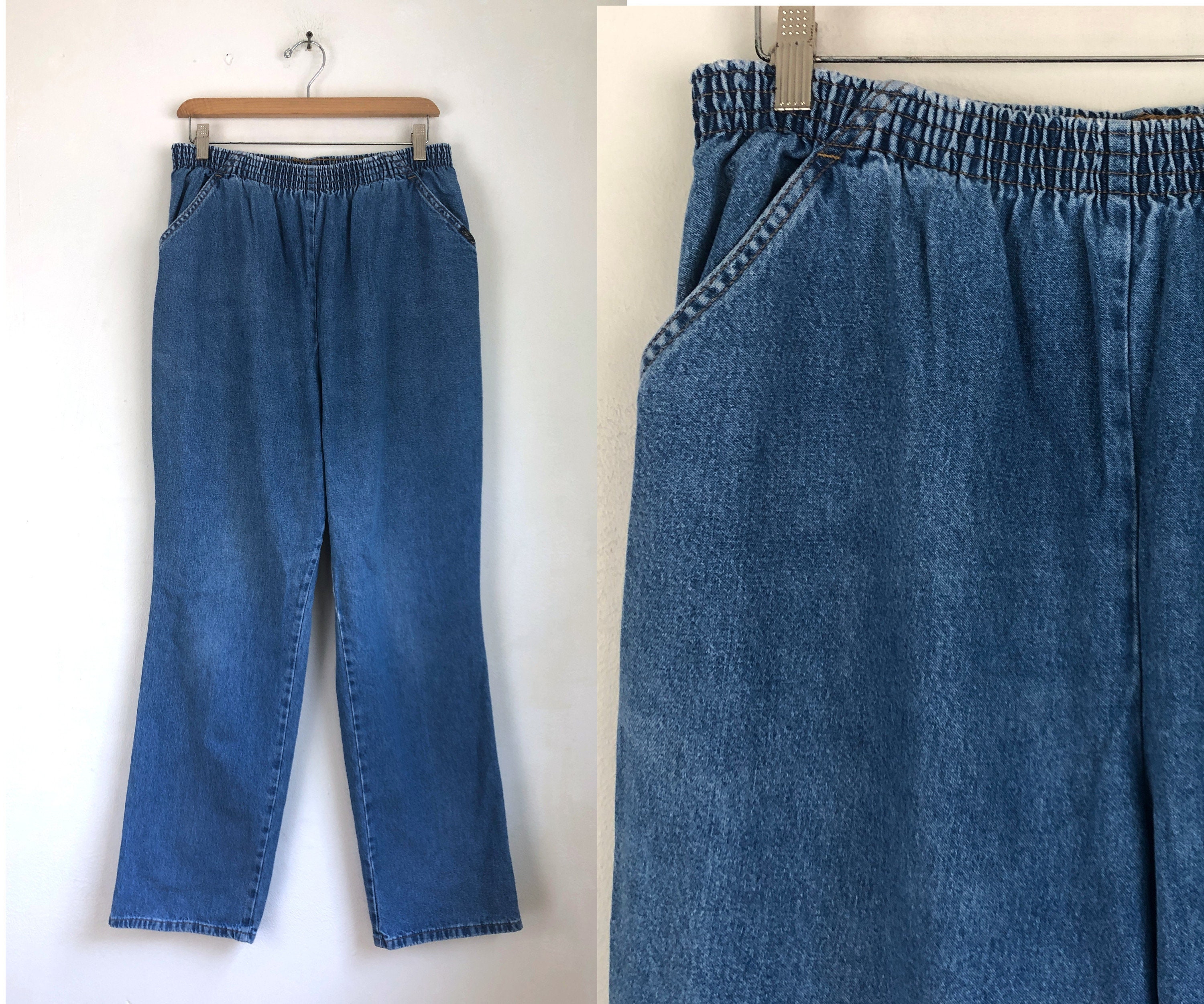 Vintage High Waist Jeans 90s Faded Denim Blue Jeans with | Etsy