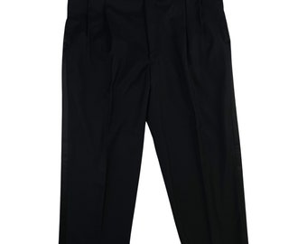 Vintage Mens Black Tuxedo Pants Size 40x29 | 90s Satin Trim Trousers | 40 Waist x 29 Inseam
