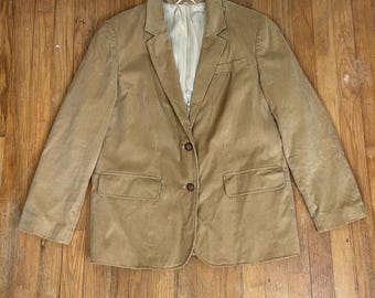 Vintage Corduroy Blazer Womens Size Large 1970s Ribbed Cotton Sport Coat Jacket