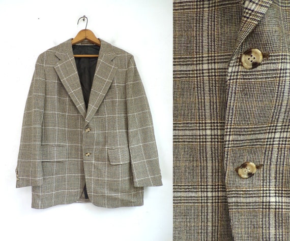 Vintage Mens Plaid Blazer 80s Window Pane Plaid Wool Sport - Etsy