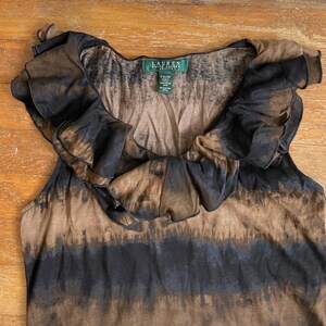 Vintage Ruffled Collar Top Size Small 1990s Lauren Ralph Lauren Ombre Cotton Shirt Knit image 3