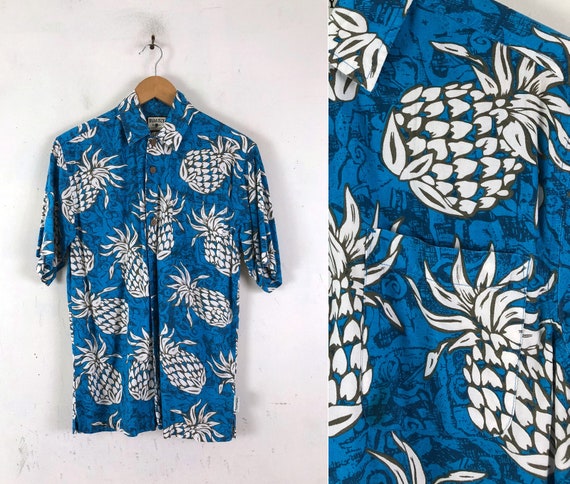 Vintage Mens Hawaiian Shirt | 90s Pineapple Fruit