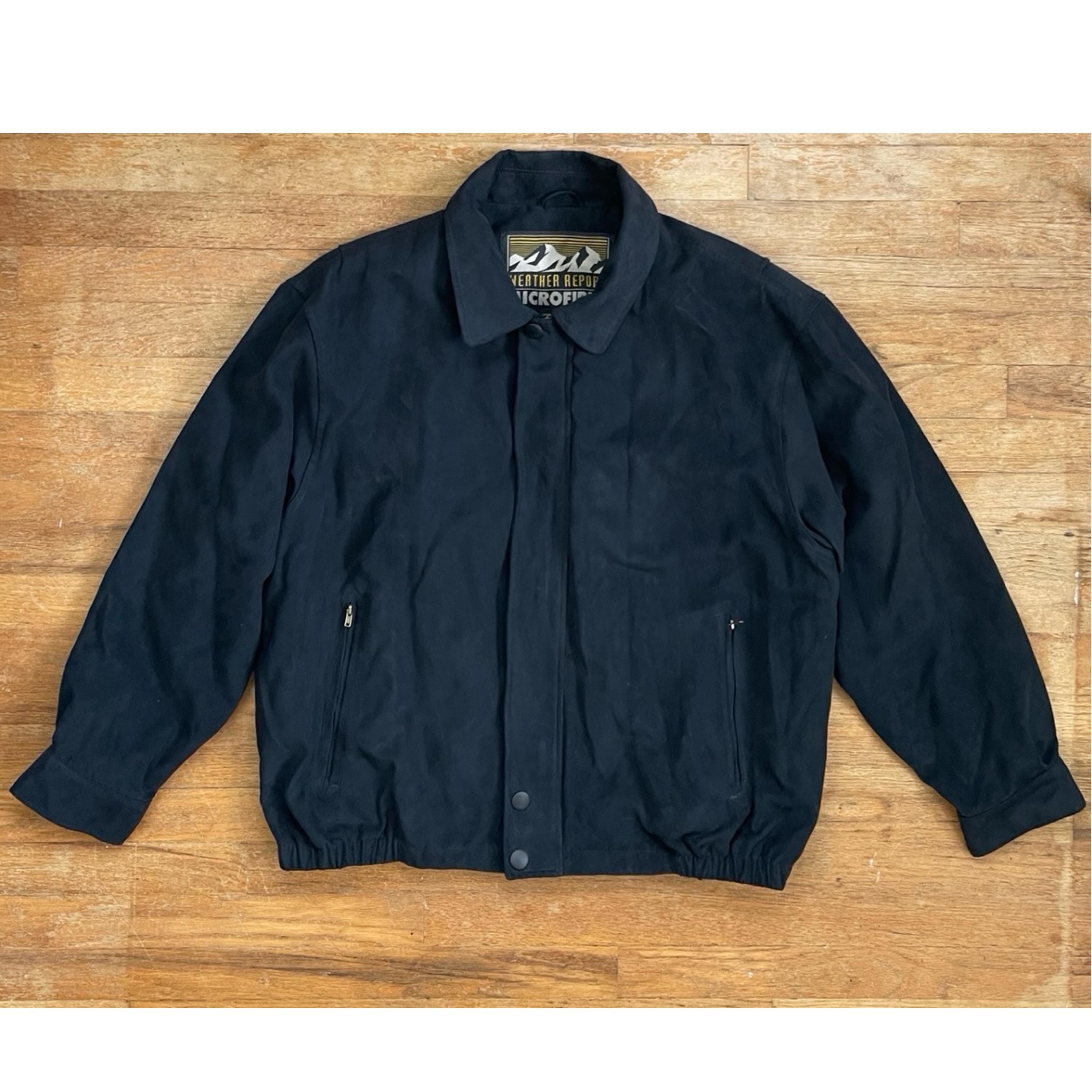 Vintage Mens Black Faux Suede Jacket Size XL 1990s Microfiber