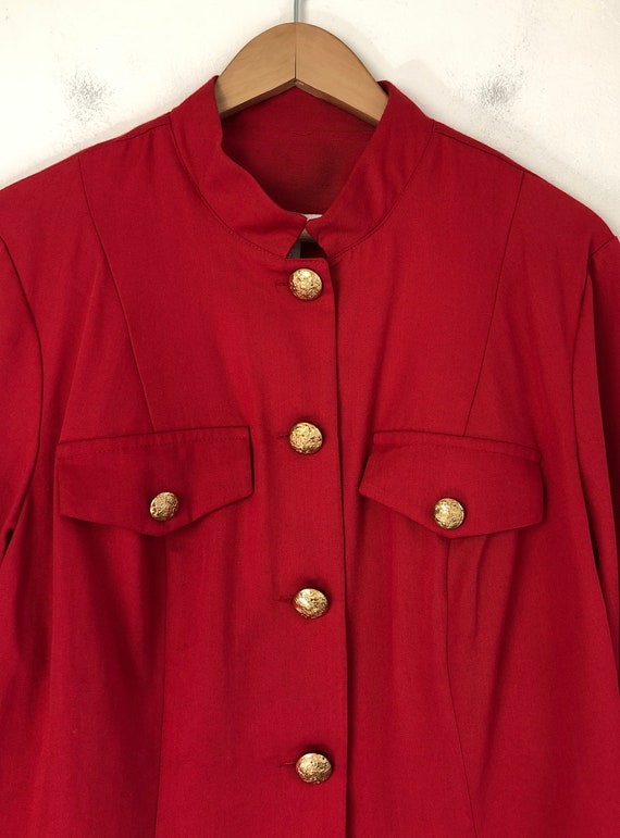 Vintage Cropped Red Jacket | 90s Lightweight Twil… - image 3