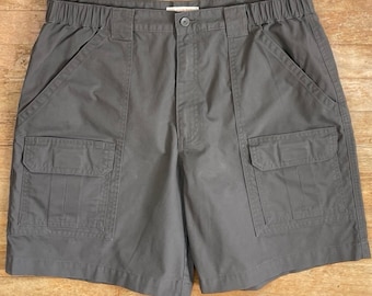 Vintage Mens Short Cargo Short Size 36 Waist 90s Dark Khaki/Olive Green Hiking