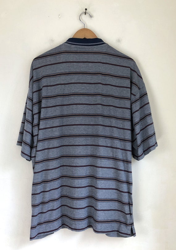 Vintage Mens Striped Polo Shirt | 80s Cotton Blen… - image 5