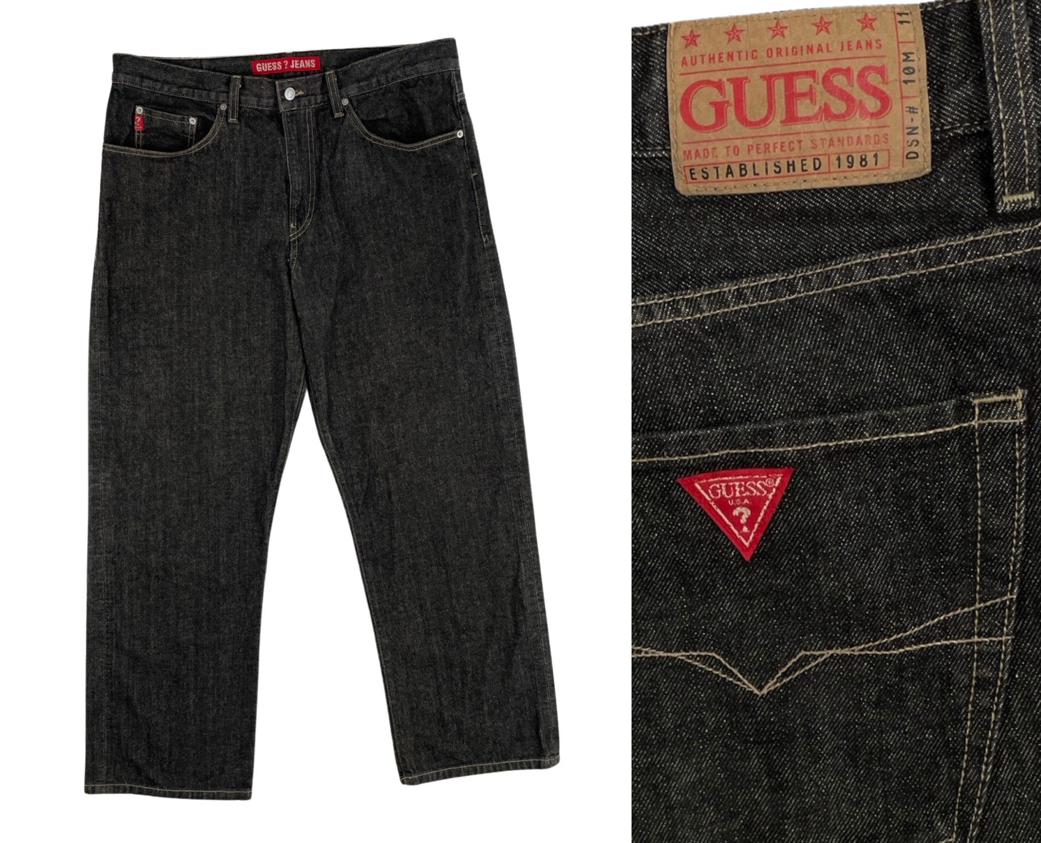 Vintage Mens Guess Jeans | 90s Black Stone Wash Denim Jeans Vintage Mens Guess Jeans | 90s Black Stone Wash Denim Jeans