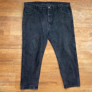 Vintage Mens Faded Black Jeans Size 44x29 Rustler 1990s Denim 44 Waist 29 Inseam