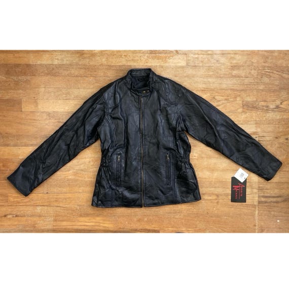 Vintage Patchwork Leather Jacket Size Medium 90s … - image 1