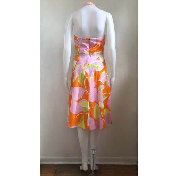 Vintage Floral Cotton Dress | 90s Cotton Halter D… - image 5