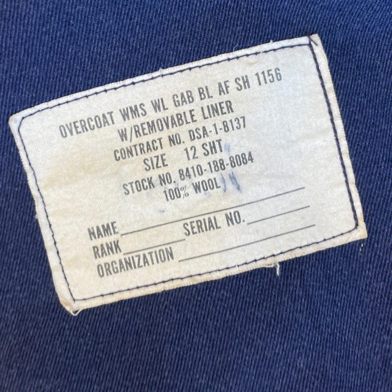 Cappotto militare vintage in twill di lana taglia XS, cappotto doppiopetto blu anni '90 immagine 6