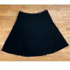 Vintage Crushed Velvet Skirt Size XL 35" Waist 1990s Black Full Cut