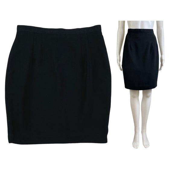 Vintage Black Crepe Skirt Size Medium | 30" Waist… - image 1