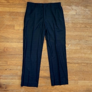 Vintage Mens Plaid Dress Pants Womens Size 34x31 Y2K Black/Gray Wool Trousers