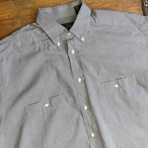 Vintage Mens Micro Houndstooth Shirt XL 1990s 100% Cotton Button Down Shirt