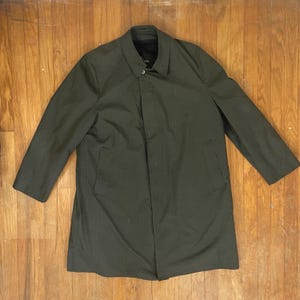 Abrigo de cuadros vintage para hombre, estilo años 60, talla mediana, color verde oliva, forrado con forro polar.