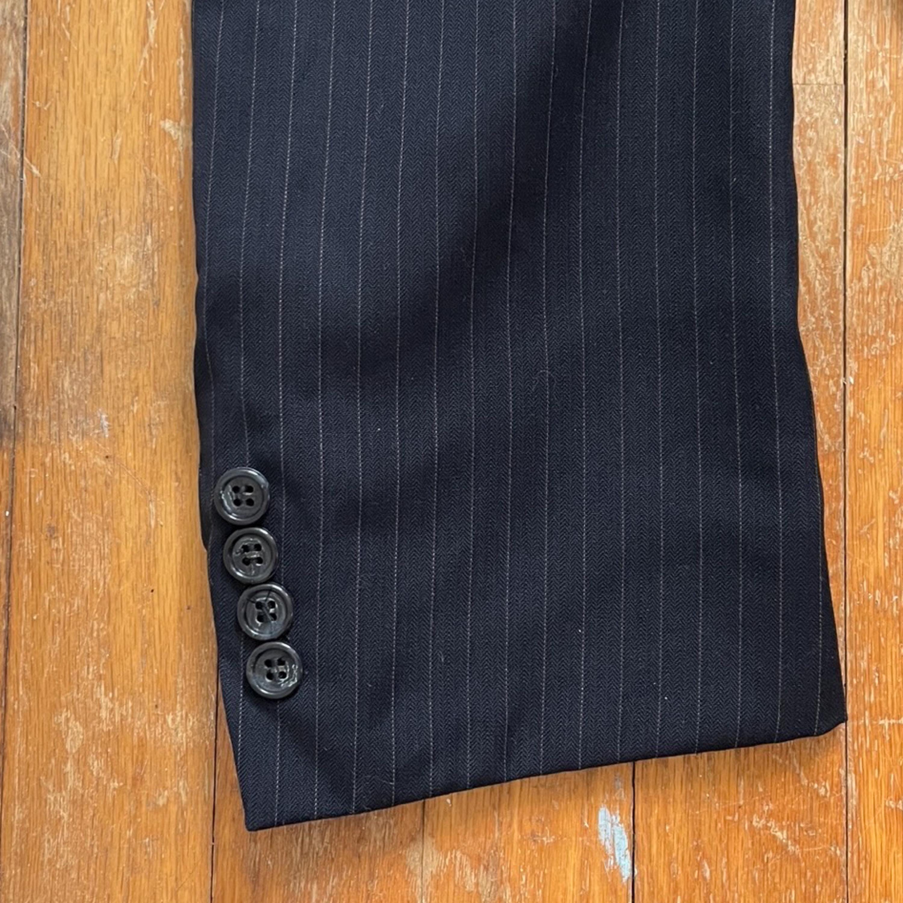 Vintage Mens Suit Set Size 42R Blazer 32x27 Pants 90s Navy
