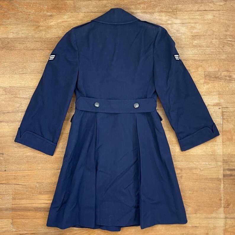 Cappotto militare vintage in twill di lana taglia XS, cappotto doppiopetto blu anni '90 immagine 4
