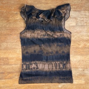 Vintage Ruffled Collar Top Size Small 1990s Lauren Ralph Lauren Ombre Cotton Shirt Knit image 5