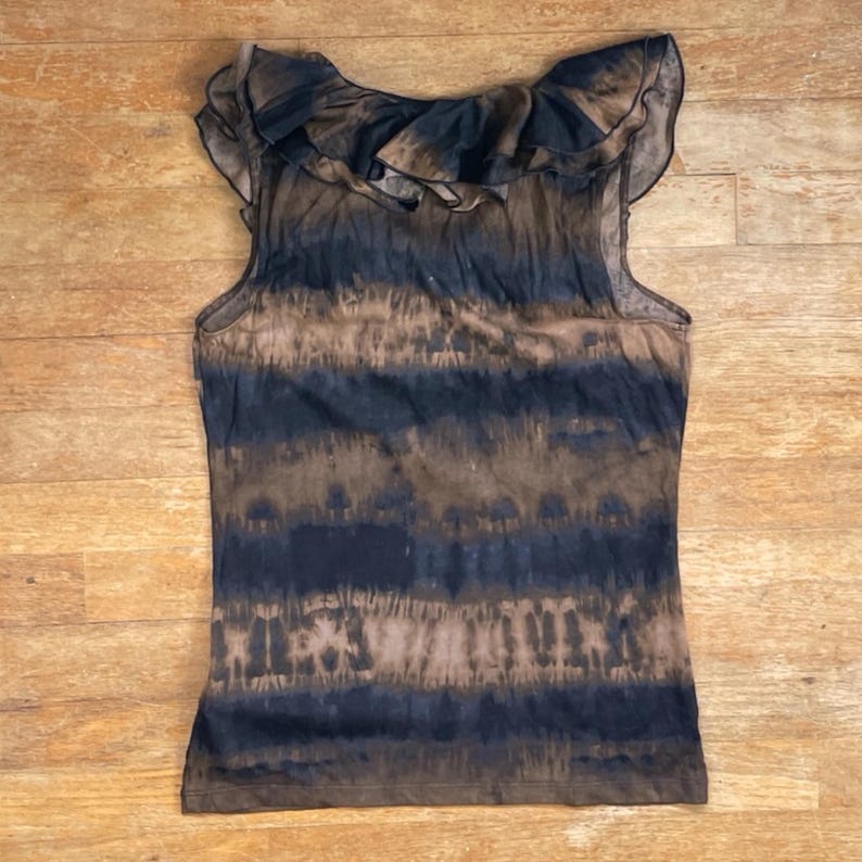 Vintage Ruffled Collar Top Size Small 1990s Lauren Ralph Lauren Ombre Cotton Shirt Knit image 5