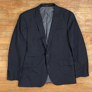 Vintage Mens Charcoal Gray Blazer Size 44R 1990s Classic Sport Coat Suit Jacket