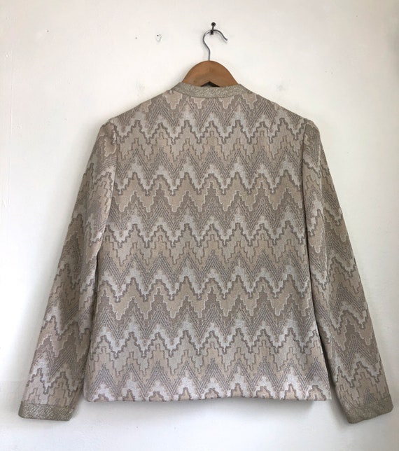 Vintage Metallic Gold Jacket | 60s Chevron Poly K… - image 6