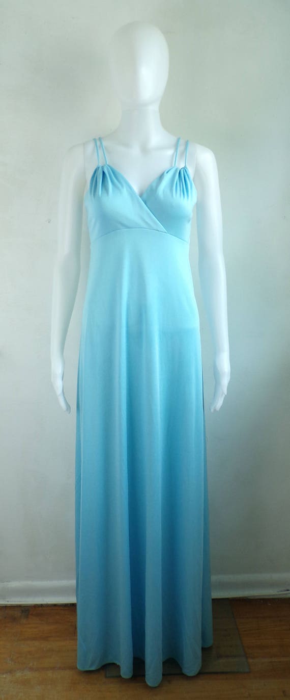 60s knit day dress size xs, 1960s handmade maxi d… - image 2