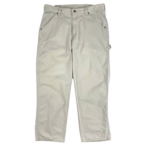 Pantalones utilitarios de algodon vintage para hombre Pantalones caqui de sarga color crema de los anos 90 Talla de hombre 36 x 30 Cintura 36 x entrepierna 30 Etsy Mexico