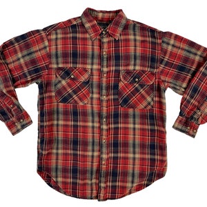Vintage Mens Plaid Flannel Shirt | 90s Soft Cotton Button Down Shirt | Mens Size Small