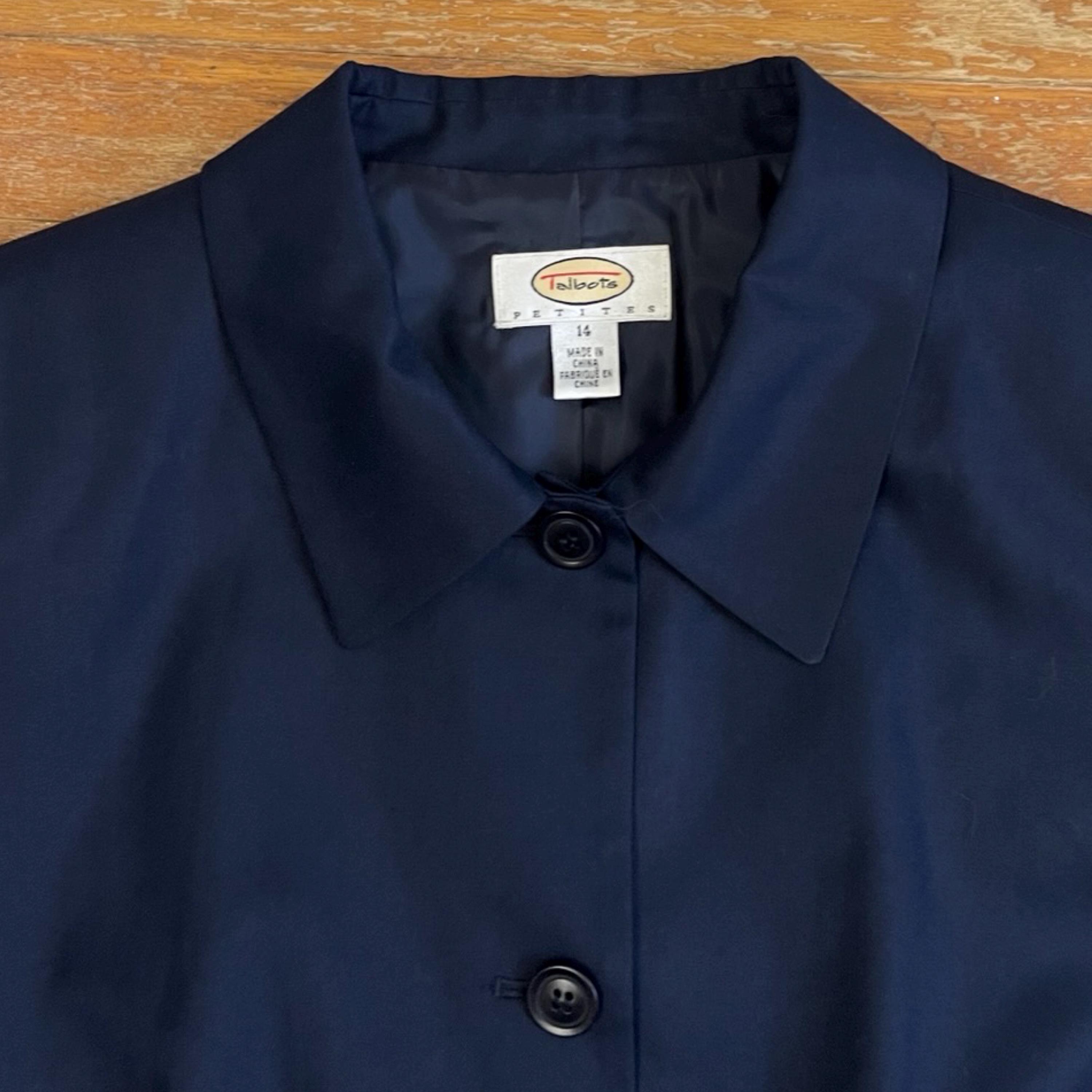 Vintage Silk & Wool Blazer Size Large Petite 1990s Talbots Navy  display picture 1