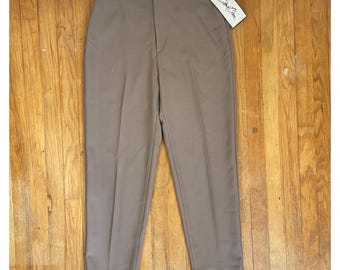 Vintage High Waist Pants Size Medium 29" Waist 1990s Taupe Twill Trousers