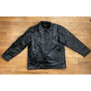 Vintage Herren Patchwork Lederjacke Größe Groß Schwarz Mantel Pile Fleece Futter