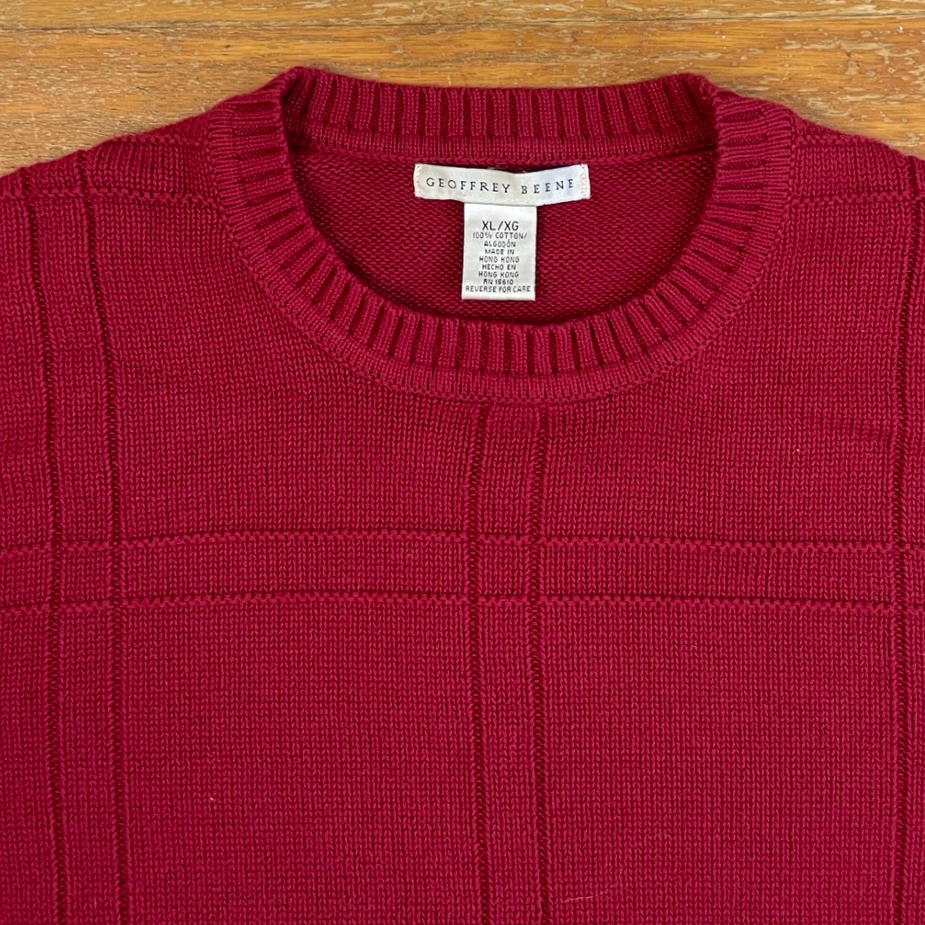   綿素材セーター大きいsize XXL チェック赤 ヴィンテージ メンズ コットン チェック柄 セーター サイズ XL 1990
