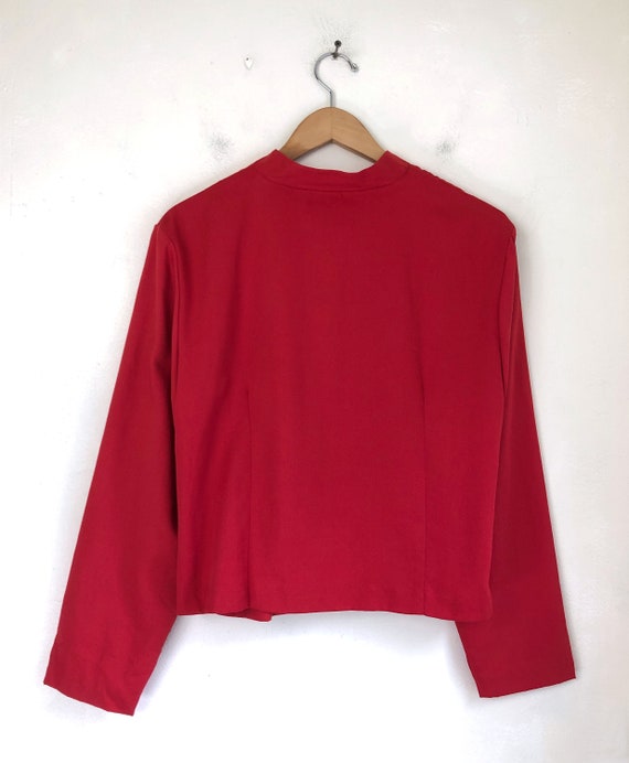 Vintage Cropped Red Jacket | 90s Lightweight Twil… - image 5