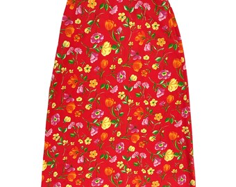 スカート 90s Ralph Lauren floral long skirt VTG 90s Ralph Lauren Country Red Floral Pleated Cottagecore