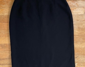 Falda vintage de crepé negra, talla mediana, cintura de 30 pulgadas, corte recto, años 90