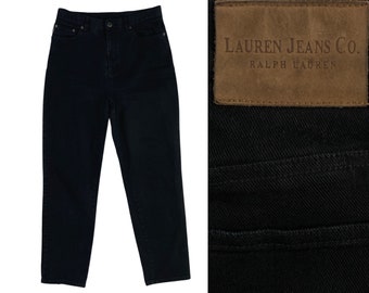 Vintage Black High Waist Jeans Womens Size Medium | 30&quot; Waist | 90s Ralph Lauren Denim