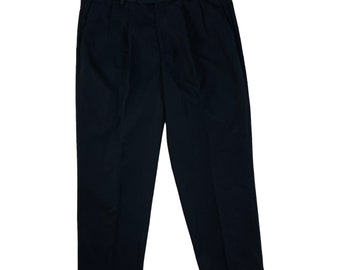 Vintage Mens Pleated Dress Pants Size 38x31 | 1990s Dockers Navy Blue Twill Trousers | 38 Waist 31 Inseam